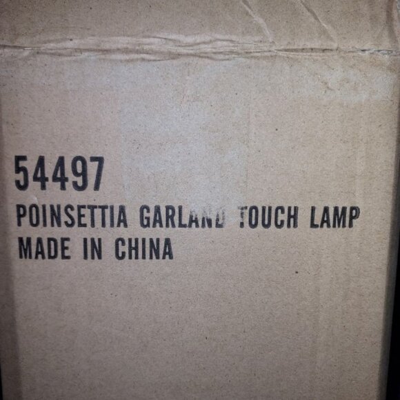 VINTAGE POINSETTIA & RIBBONS HOLLY GARLAND GLASS PANEL TOUCH LAMP NIB - Picture 5 of 5